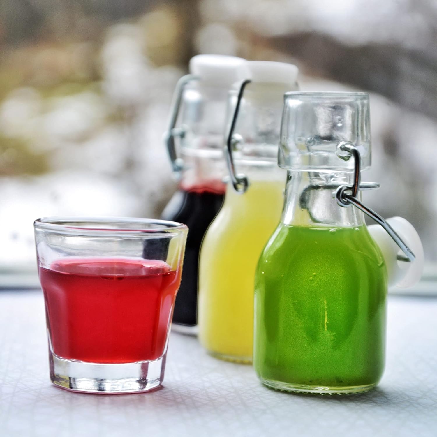 Mini Swing Top Glass Bottles, 2 oz 60ml Mini Storage Bottles for Crafts, Decoration, Wedding Party Favors