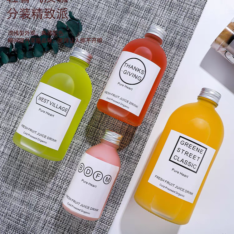 Recyclable 150ml 280ml 350ml 500ml Juice Boston Round Drinking/ Tea/Milk Tea/ Kombucha Beverage Glass Bottle