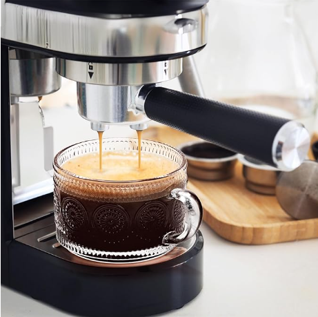15 Oz Glass Jumbo Coffee Cups Clear Glass Coffee Mug With Handle for Cappuccino,Coffee,Latte,Cereal,Milk