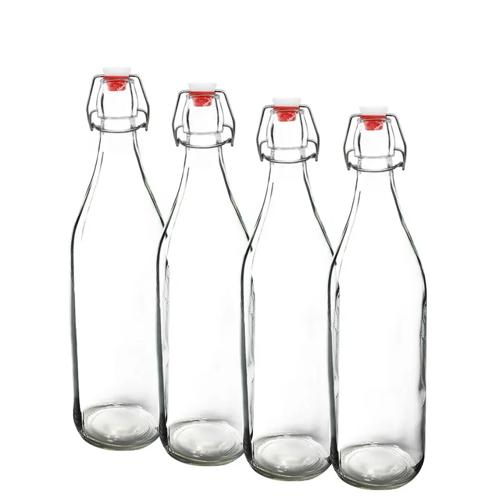 Wholesale Price Glass Bottle Jars Beverage Bottles With Colorful Swing Top 150ml 500ml 750ml glass jar glass bottle