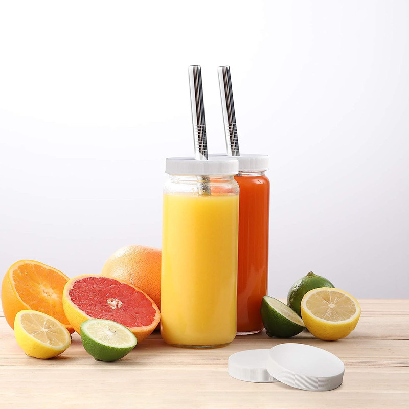 500ml Square Glass Bottle Juice Beverage Bottle With Plastic Cap