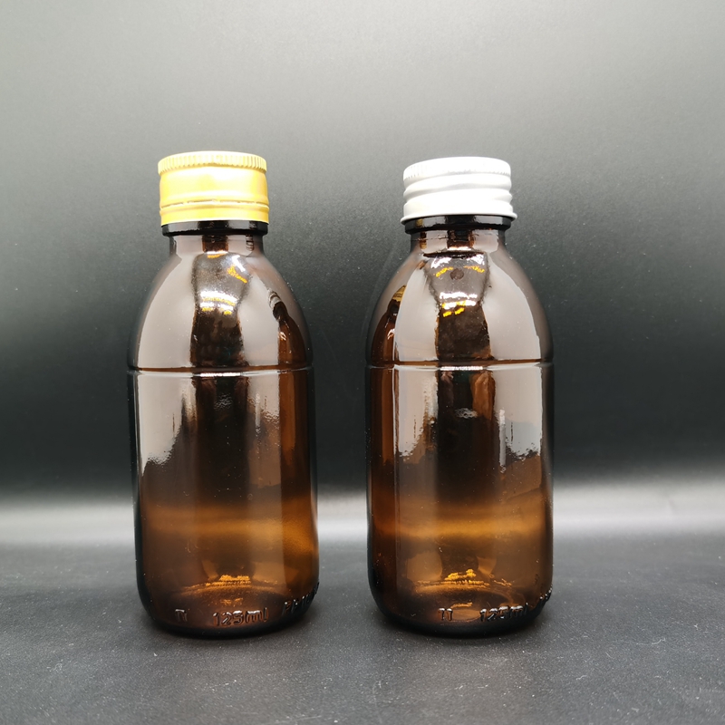 30ML 60ML 100ML 125ML 150ML 200ML 250ML Amber Round Syrup Liquid Medicinal Glass Bottle With Plastic Cover
