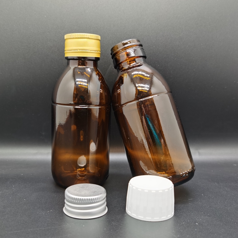 Hot Selling Amber 30ml 50ml 60ml 100ml 125ml 150ml Round Oral Liquid Amber Syrup Medicine Glass Bottle