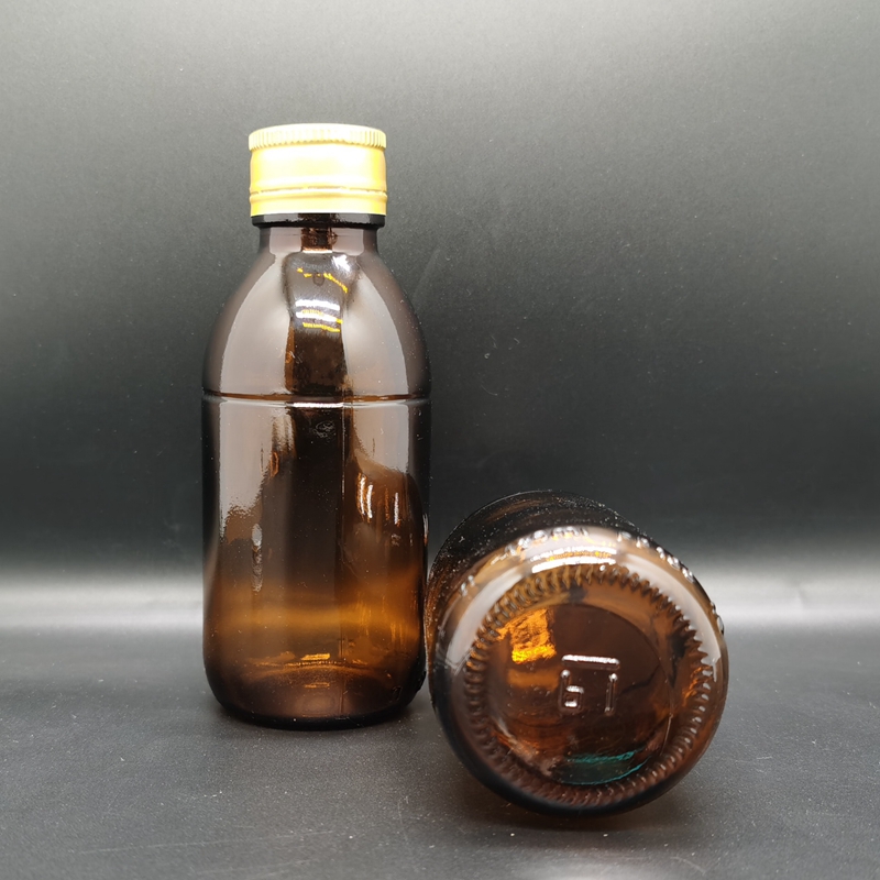 125ml Amber Glass Bottle With 100ml Read Line for Syrup, Liquid Medicine, Beverage