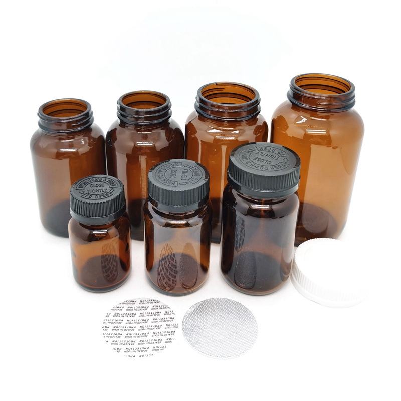 Wide-Mouth Pharmaceutical Glass Bottle for Industrial Medicine Medical Tablet Packer With Screen Printing Surface