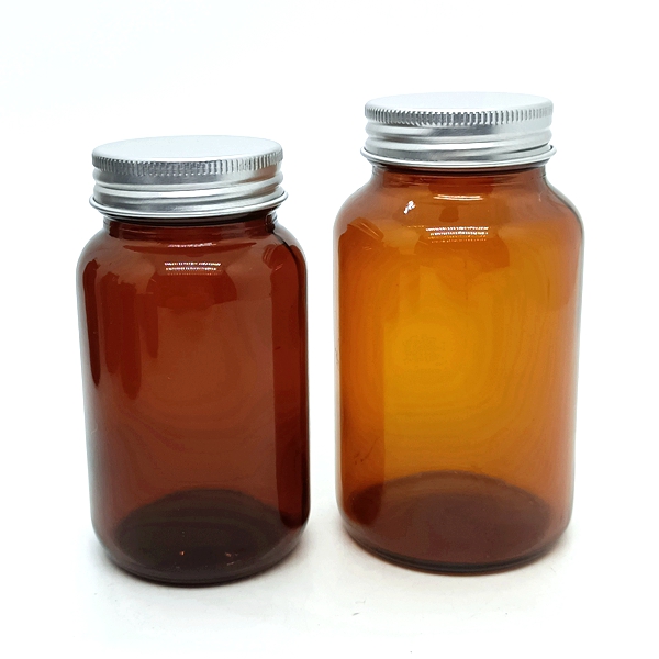 OEM Wide Mouth Amber Capsule Glass Medicine Pill Packaging Bottles With Screen Printing Surface Handling