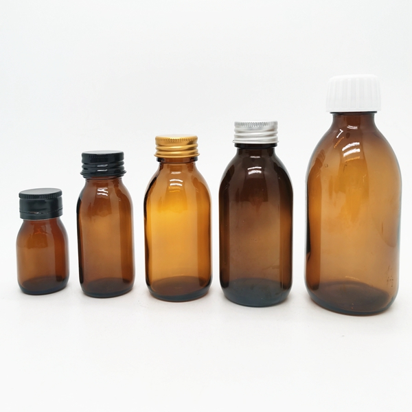 China Manufacturers Wholesale Empty Syrup 125ml 200ml 250ml 500ml Empty Original Amber Glass Bottles