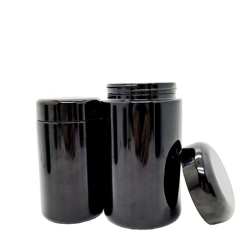 50 ML-1000 ML UV Protect Black Dark Violet Glass Jar Premium with Screw Childproof Lid Smell Proof Container