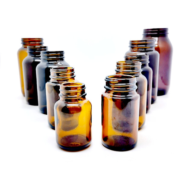 4 Oz. (120 Cc) 5oz 6.75oz 8oz 10oz 13.5oz Amber Glass Packer Vitamin Pill Bottle W/ Metal Cap With Plastisol Liner