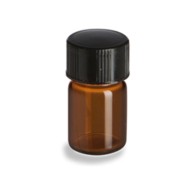 Glass Bottle 1Dram 2 Dram 4 Dram 5/8 Dram Clear Blue Amber Glass Vial With Black Cap