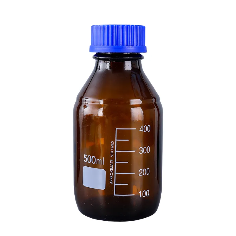 Chemical Media Glass Storage Reagent Bottle With GL45 Blue Screw Cap