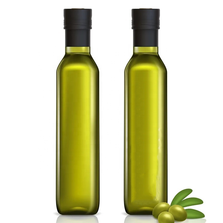 250ml 500ml 750ml 1L Empty Glass Olive Oil Cooking  Bottles round square Virgin Sauce Olive Oil  Bottle With Aluminum Caps