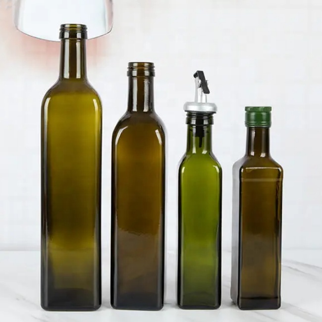 Luxury 500 ml and 1l Dark Green Olive Oil Bottle Glass Olive Oil Bottle and Vinegar Cooking Oil Packing Bottle 100cl 25cl