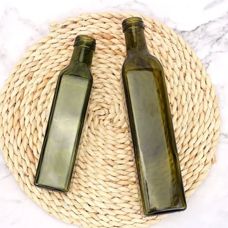 Custom Design 250ml 500ml 1000ml Amber Empty Glass Olive Oil Bottle for Cooking With Aluminum Lid