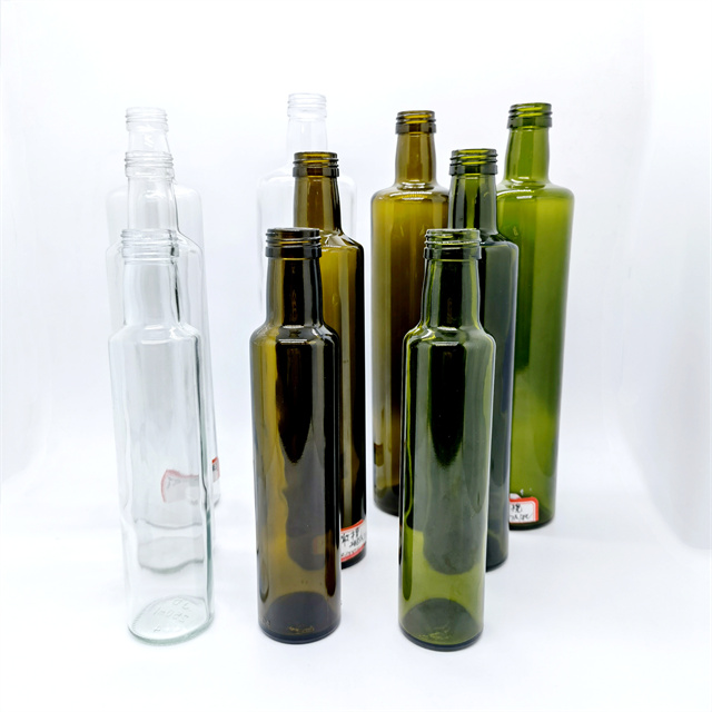 100ml 200ml 500ml 750ml Green Square Round Marasca Edible Cooking Olive Oil Glass Bottle for Vinegar glass jar glass bottle