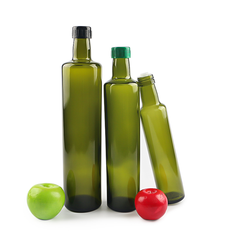 Wholesale Glass Olive Oil Bottles Transparent Square & Round 100ml 200ml 250ml 500ml 750ml 1L Screw Cap Screen Printing Surface