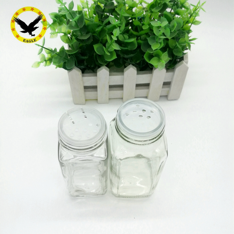Wholesale Empty Square Spice Containers 4oz 6oz square Glass Spice Jars With Airtight Metal Lids Shaker Tops