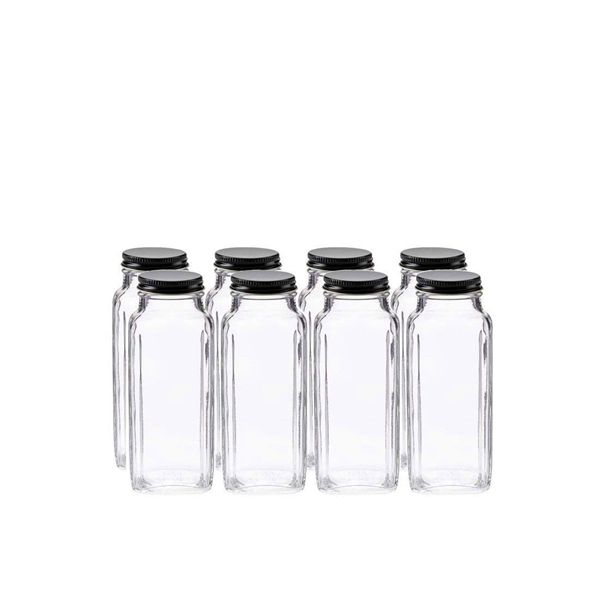 Canister Wood Lid Spice Jars Herb and Spice Containers Seasoning Bottles 4 oz square Glass Spice Jars With Wooden Bamboo Lid Set Wholesale Glass Jar Glass Bottle