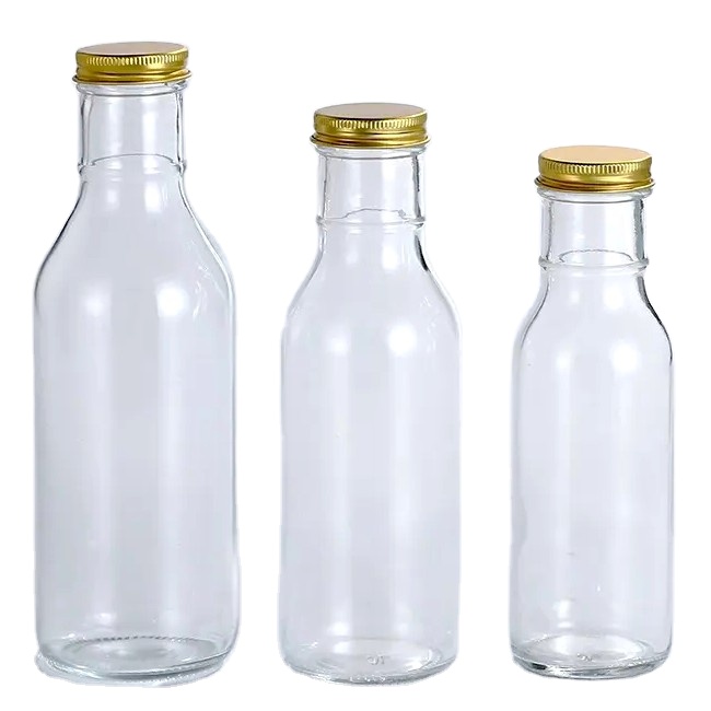 Wide Mouth Clear 12 oz 8 oz Empty Decorative Chili Glaas Bottle BBQ 500ml Hot Sauce Pepper Dressings Glass Bottles
