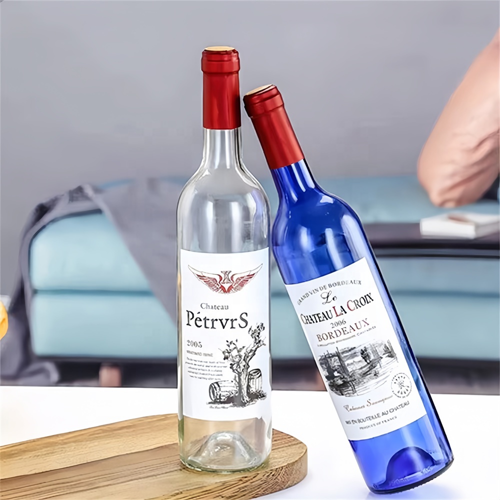 Free Sample Custom Empty Glass Wine Bottle 750ml 500ml Capacity for Gin Vodka Liquor Juice Whisky Beer Rum Alcohol Storage