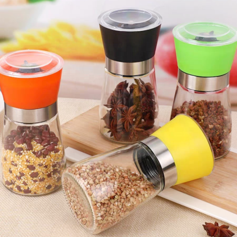 Herb Seasoning Mill 4oz 100ml 150ml 180ml Glass Spice Grinder Salt and Pepper Grinder Set