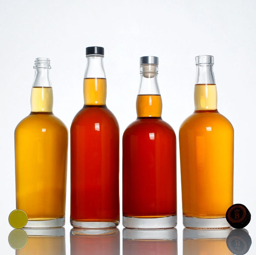 Glass Bottle Manufacture High Quality Spirts Rum Gin Whisky Cognac Liquor Brandy Vodka Glass Bottle With Cork