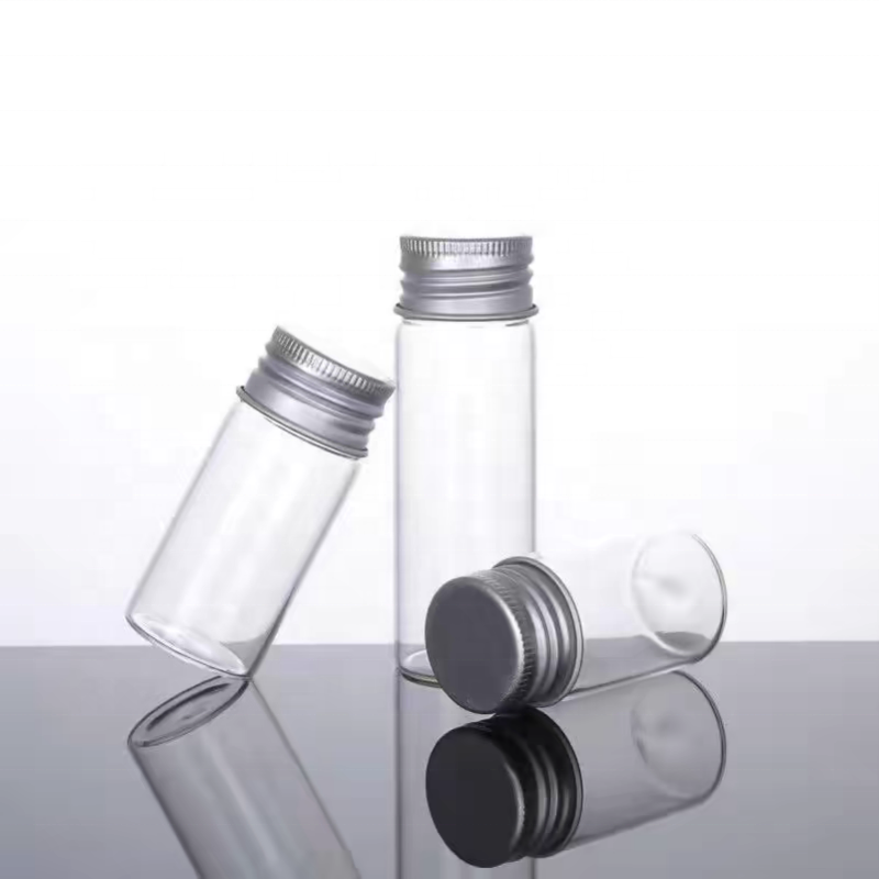 Wholesale 22mmclear Glass Message Tube Bottle Mini Reagent Tubes Borosilicate Glass Bottle With Aluminum Screw Lid