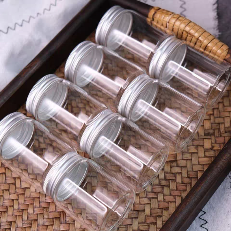 37mm Screw Mouth Aluminum Cap Transparent Glass Test Tube Bottle 12ml to 110ml Sizes Available