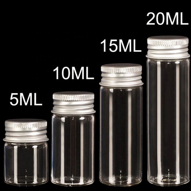 Glass Bottles W/Cork or Metal Screw Lid | 5-10-15-20-25ML BULK Empty Quality Clear Small Vials for Tea's, Spices, Oils, Potions
