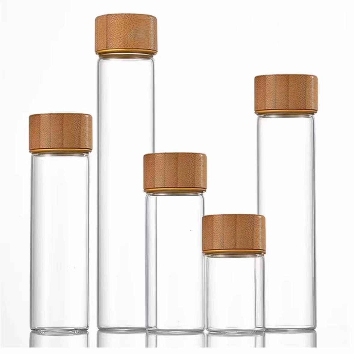 High Borosilicate Recyclable Glass Tube 70ml 80ml 90ml Storage Containers Glass Bottles Test Tubes With Bamboo Lid