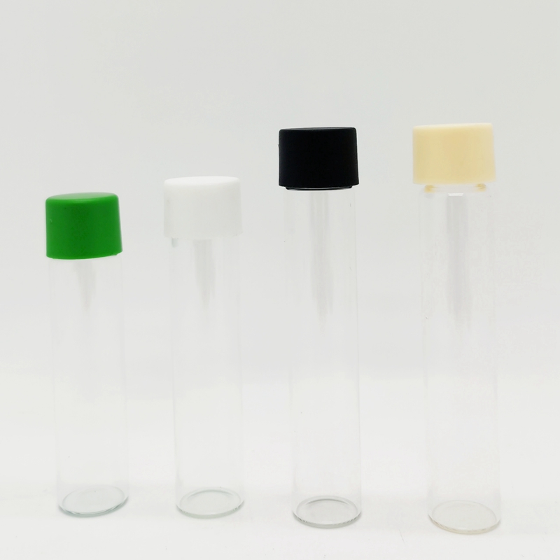 Colored 116m 120mm 150mm Smell Proof P Re Roll Packaging Glass Tube With Child Resistant Cap