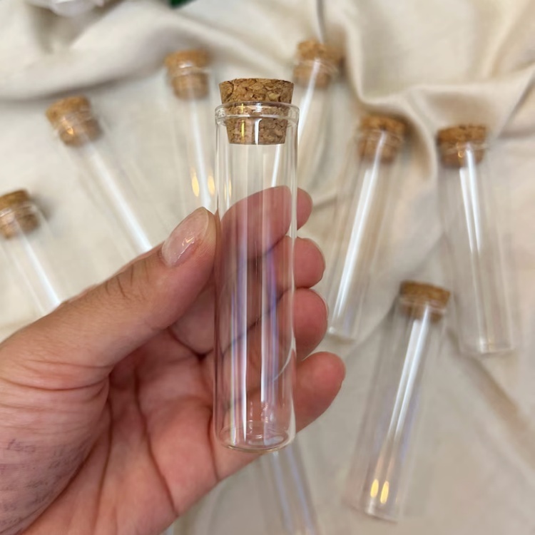 Wholesale Clear Transparent Glass Test Tubes With Bamboo Cap for Product Packaging