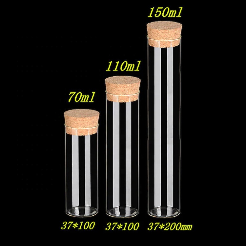 Transparent Borosilicate 37mm Glass Test Tube Bottle Cork Round Straight Cylinder Bottle Scented Tea Powder Bottle in Stock