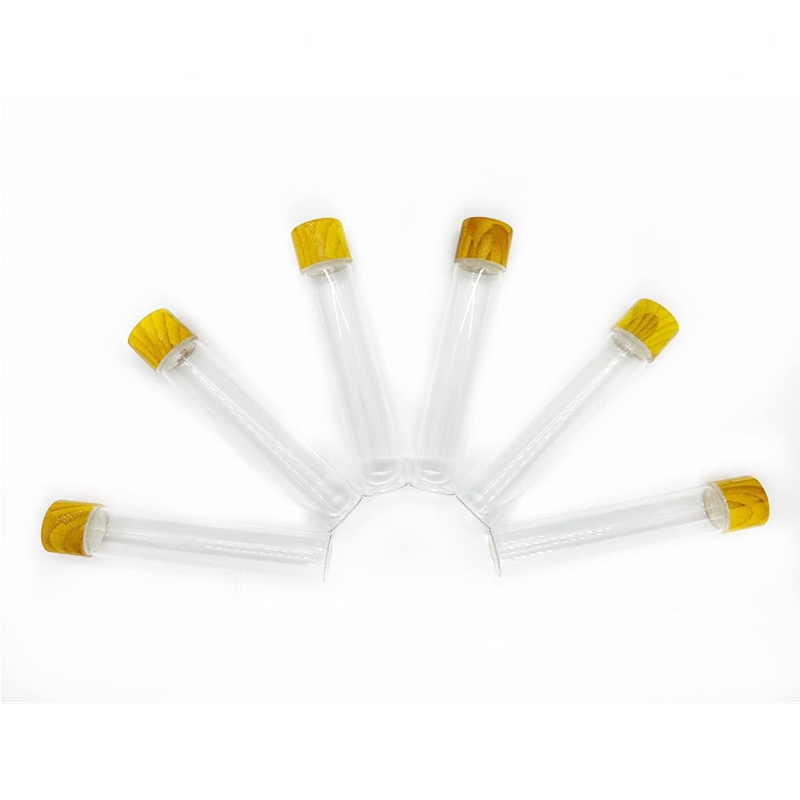 120mm Glass Tube Bottle Glass Pre Vials Airtight Tube With Child Resistant Bamboo Cap for Dried Flower Container