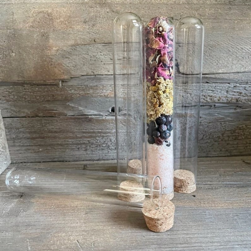45ml 50ml Cosmetic Packaging Pharmaceutical GlassTube Round Bottom With Cork Lid Fancy Glass Bottle for Wedding Supplies