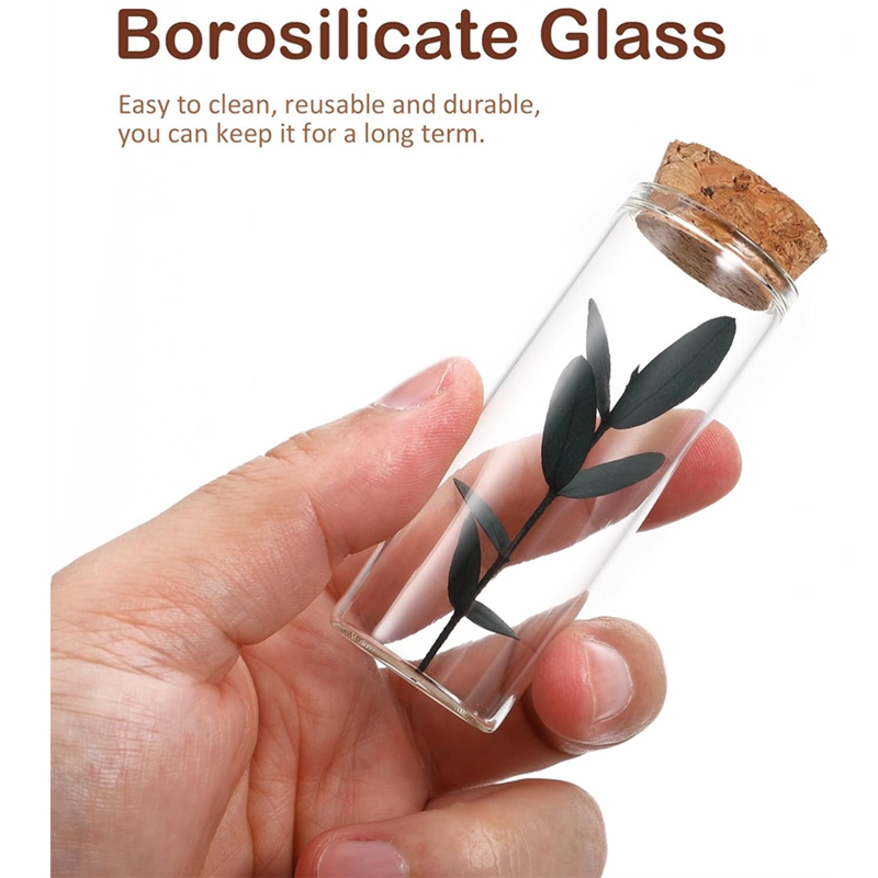 30x80mm Clear BorosilicateTest Tube With Cork Stopper for Fluids Container Small Glass Test Tubes for Candy Dried Flowers Tube