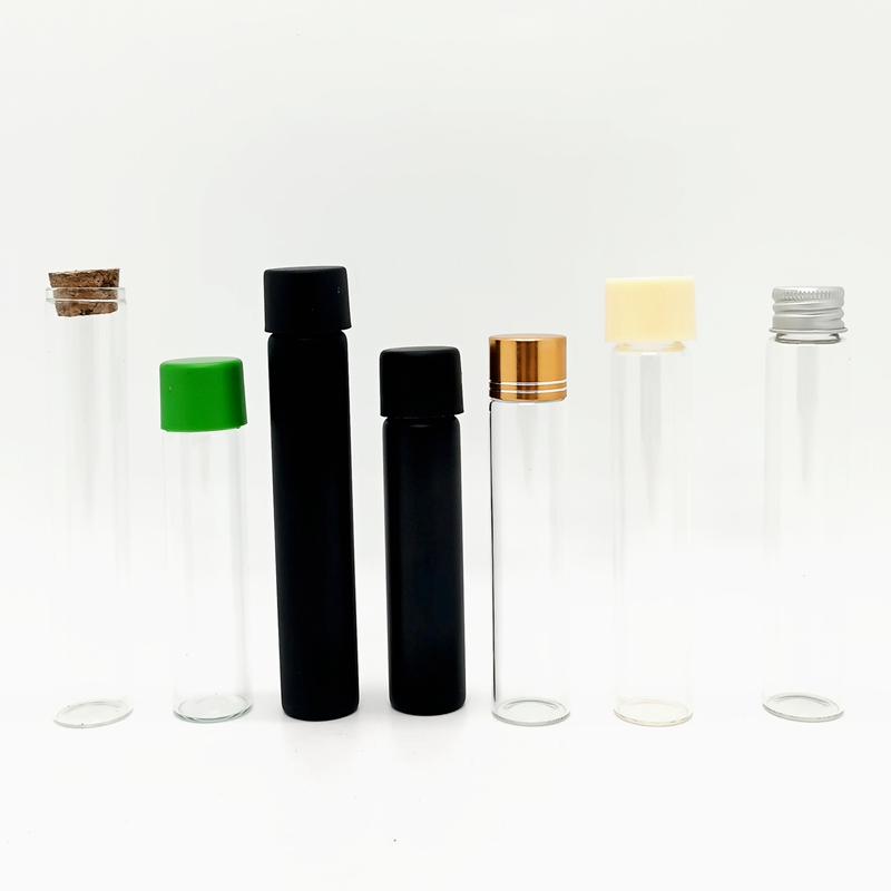 90mm 116mm 120mm Custom Child Proof Packaging Glass P-re Tube Child Resistant GlassTube Bottle With Screw Cap