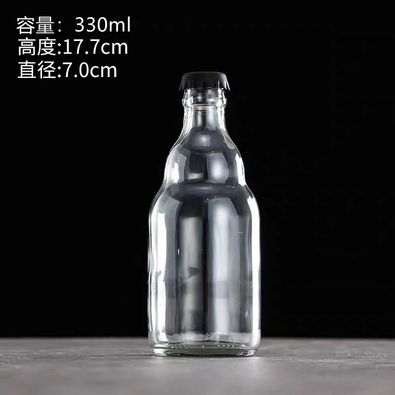 Custom Recyclable 330ml 500ml 750 ml Clear Amber Brown Perfume Green Blue Empty Beer Glass Crown Cap Bottles With Crown Cap
