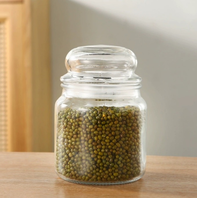Whole Sale High Borosilicate Round Glass Food Scented Tea Storage Jar With Lid