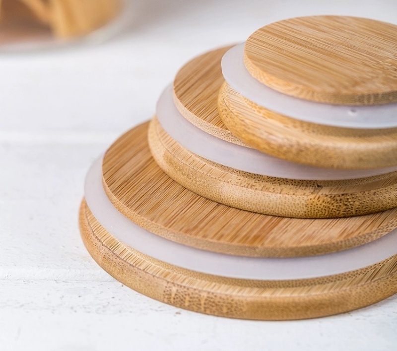 Wholesale Tea Glass Jar With Bamboo Lid Candy Bulk Airtight Clear Kitchen Food Storage Containers