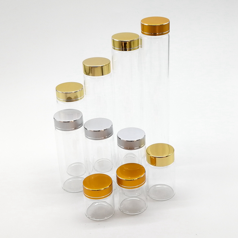 Wholesale Clear Transparent Glass Vials Aluminum Screw Cap Test Tubes for Product Packaging