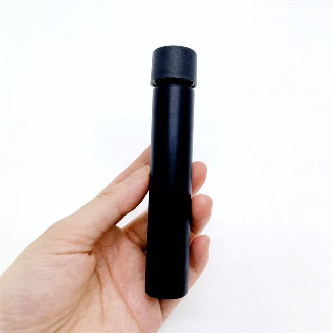 110mm 120mm  Matte Smooth Black White Bottles Glass Pre Tubes With Child-Resistant PLA Caps for Spice Powder Flower