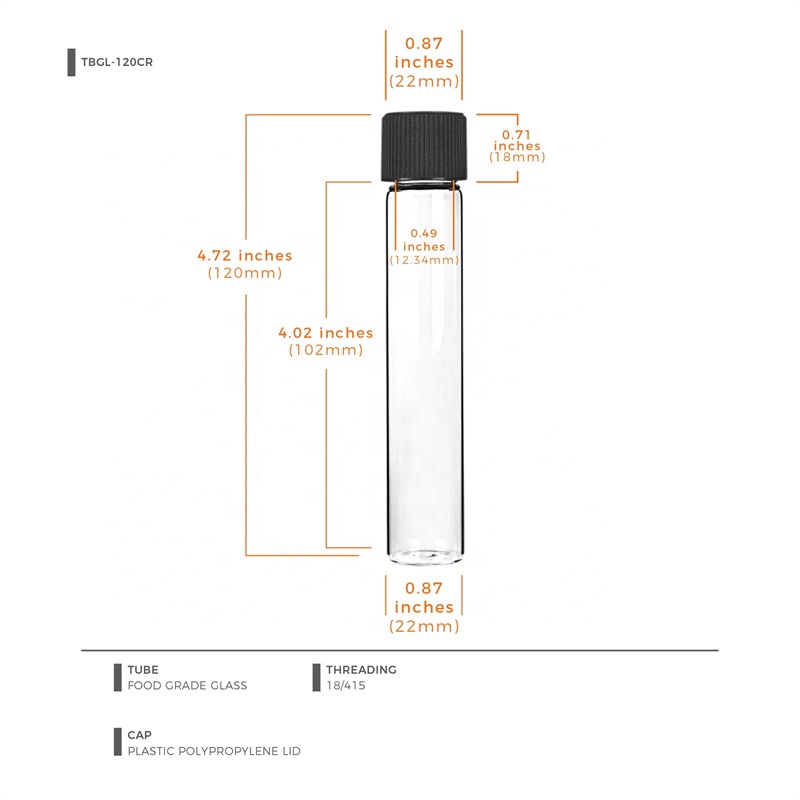 Hot Sale 120mm Clear Vial Screw Top Tube Empty Child Resistant Medicine Candy Packaging Glass Tubes With Cr Screw Lid