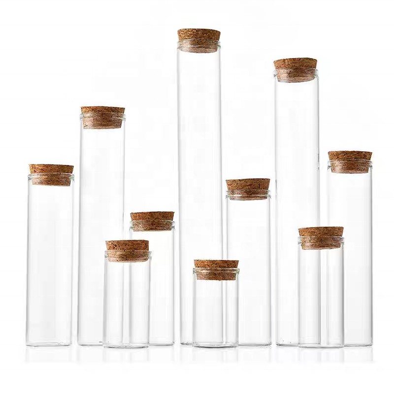Wholesale Mini Wishing Bottle 15ml 20ml 25ml 30ml 40ml 50ml 60ml Glass Tubes clear Glass Match Storage Jar With Cork Stopper