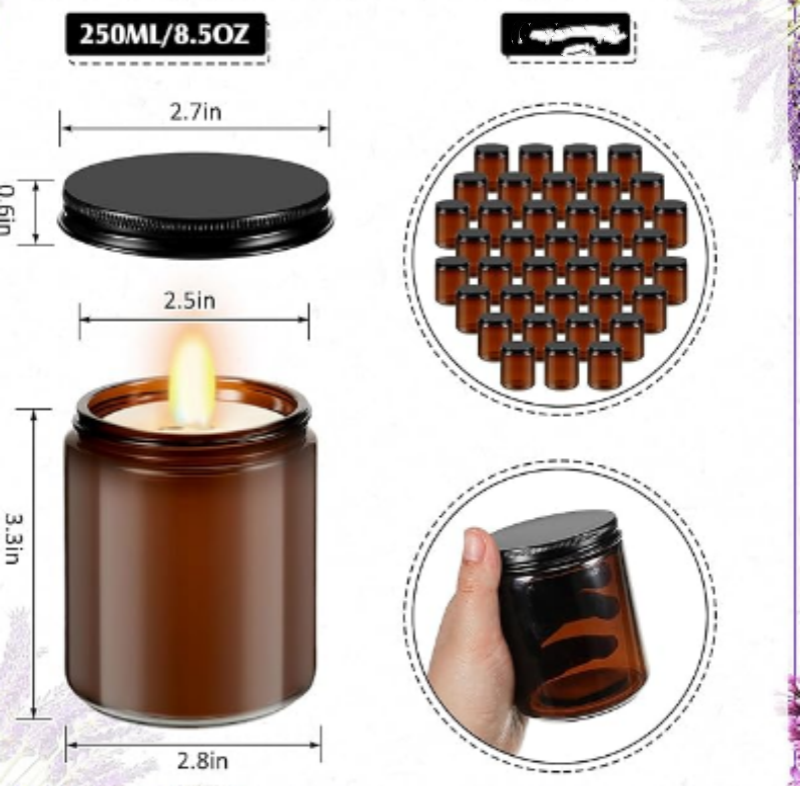 Wholesale 500ml Wide Mouth Brown Glass Candle Holder Luxury Amber Glass Candle Jar With Lid lower  price