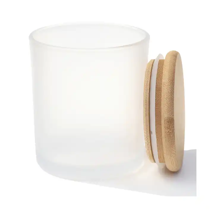 Custom 7 Oz 10oz 14oz Clear Frosted Amber Tea Light Candle Container Empty Candle Jars With Wooden Lids