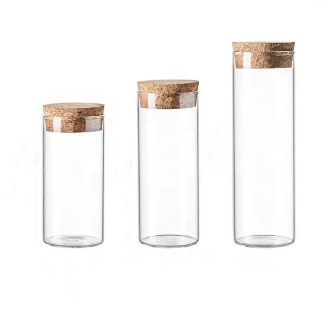Wholesale 10ml Borosilicate Glass Test Tube Vial Cork Stopper Custom 30ml 40ml 50ml 60ml 80ml 100ml Clear Tubular Vial