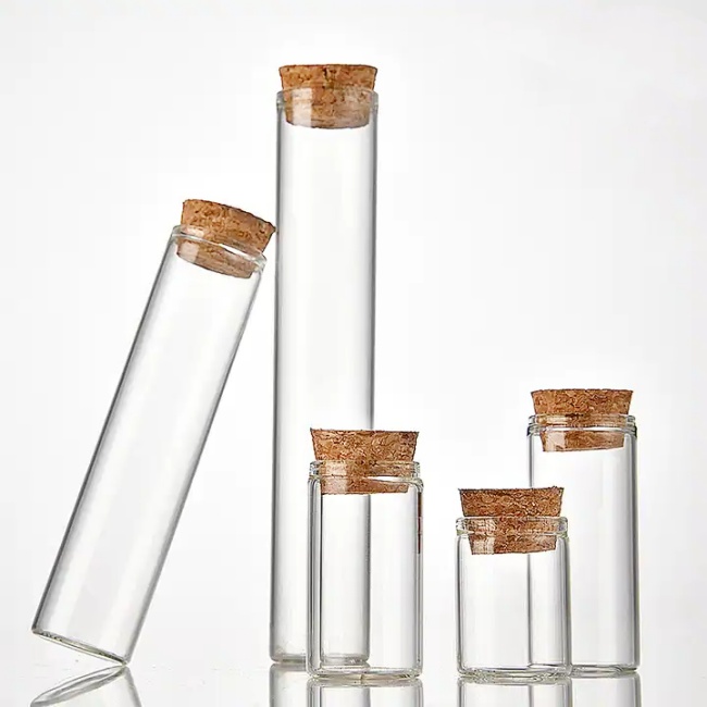 Diameter 30mm 30ml 35ml 40ml 50ml 60ml Gift Glass Vials Test Tube With Cork Flat Bottom Transparent Lab Empty Scented Tea Tubes