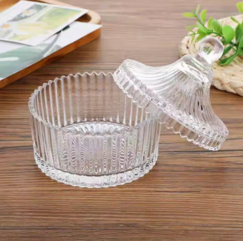 Round Small Glass Container Candy Kitchen Glassware Food Glass Jar With Lid for Catering Restaurant Hotel Gift