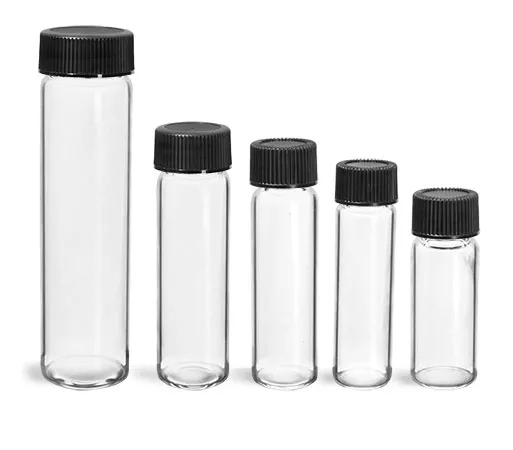 Recyclable 5/8 Dram - 4 Dram Glass Vials, Clear Amber Glass Roll -On Container Oil Vials Bottle W/ Black Screw Cap